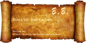 Bosits Bertalan névjegykártya
